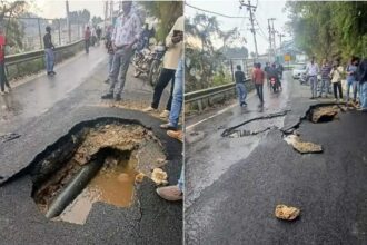 Uttarakhand News Road damaged due to underground pipeline burst in Mussoorie News Todayz Uttarakhand: मसूरी में अंडरग्राउंड पाइपलाइन फटने से सड़क में लगा लंबा जाम....