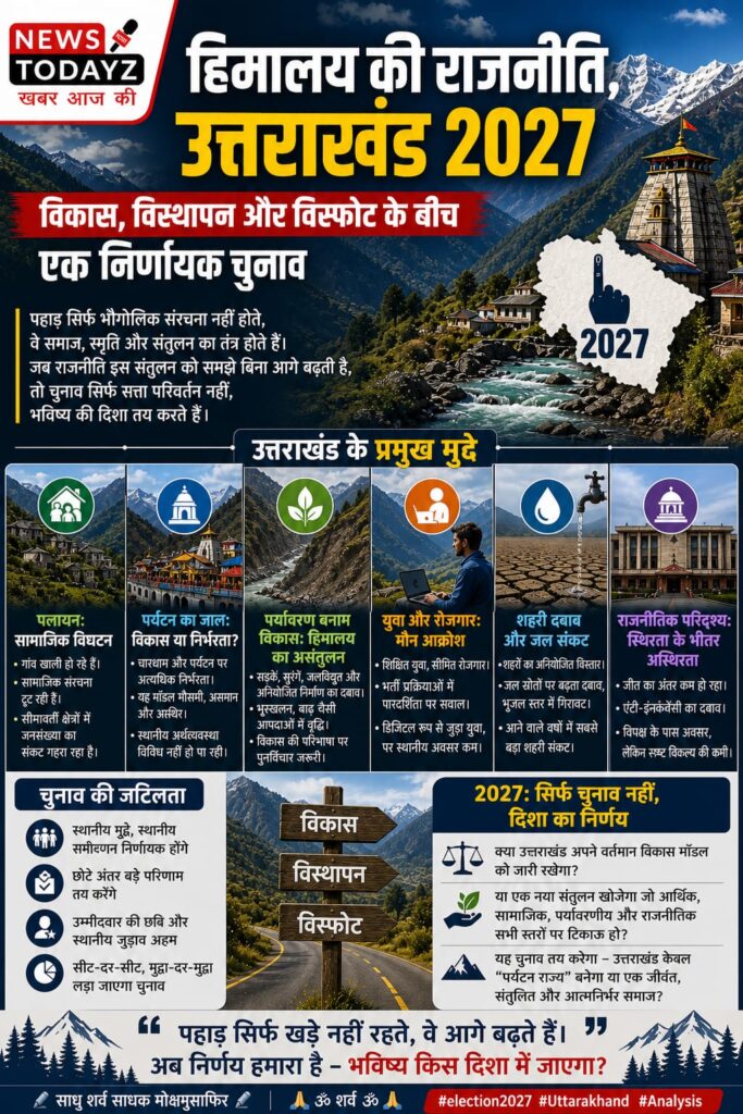 WhatsApp Image 2026 05 05 at 12.14.37 PM 1 News Todayz Uttarakhand-Politics 2027 हिमालय की राजनीति: उत्तराखंड 2027, विकास, विस्थापन और विस्फोट के बीच एक निर्णायक चुनाव